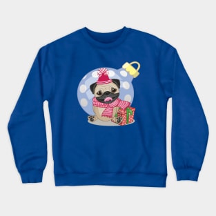 Pug Dog in a hat with gift Crewneck Sweatshirt